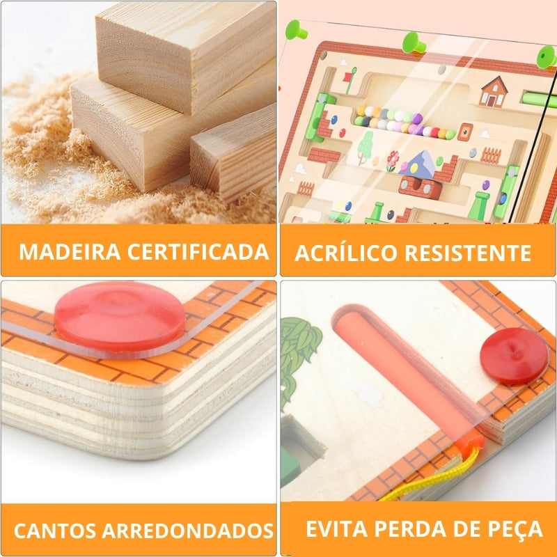 CogHouse ✅ Brinquedo Educativo Labirinto Magnético de Madeira Montessori