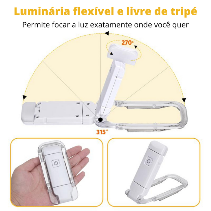 LumiClip Book ✅ Luminária Para Leitura Com Led Recarregável com Temperatura e Brilho Ajustáveis!