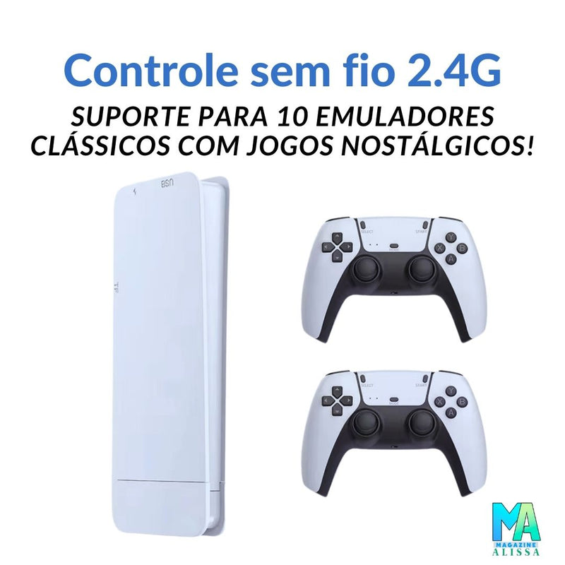 Nostalgic RetroPlay ✅ Mini console Stick com controles PS5 sem fio + de 20.000 Jogos Retrô