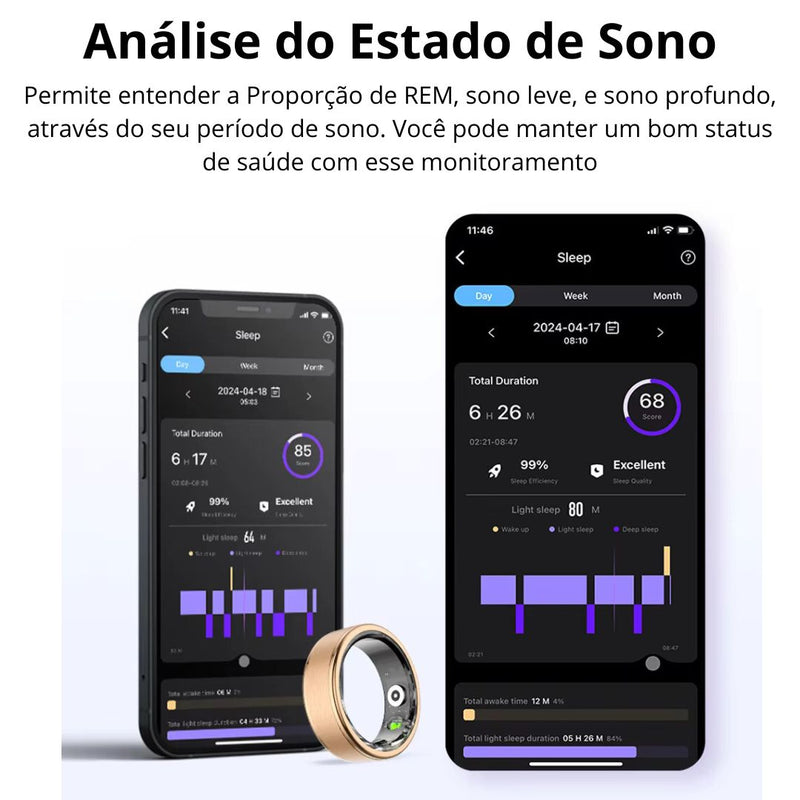 HealthRing Pro ✅ Anel Inteligente de Monitoramento de Saúde e Exercícios - Com aplicativo e a Prova D'agua