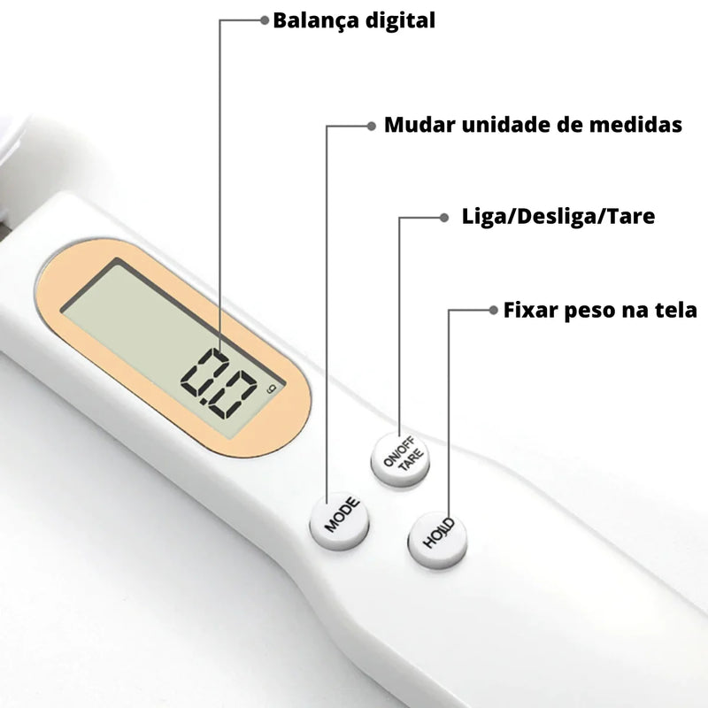 DigitalSpoon ✅ Colher de Medida Portátil com Balança Digital para Alimentos